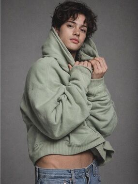 ELWOOD Core Hoodie Oversized Sage 100% Organic Heavyweight Sweatshirt in Medium